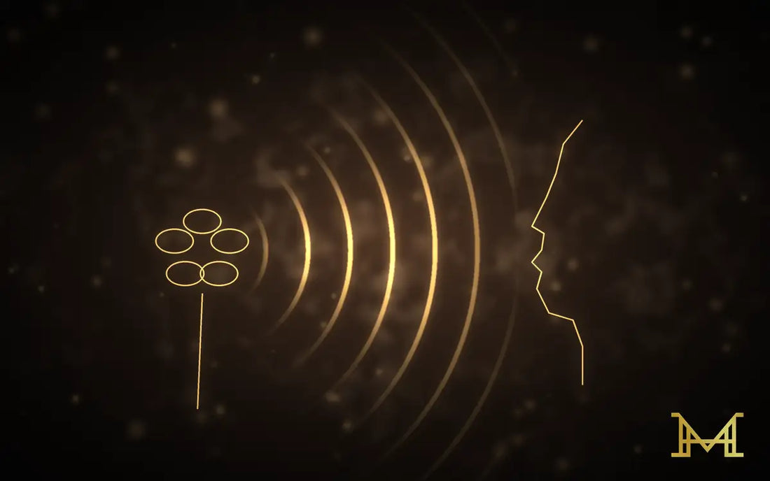 Goldene Linien von Duft und Emotion auf dunklem Hintergrund